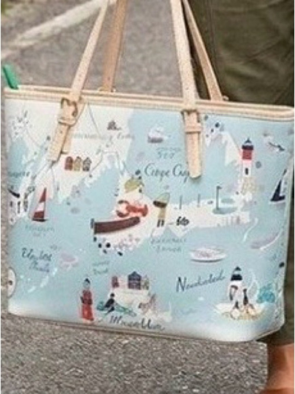 Spartina 449 Northeastern Harbors Small Tote (w/zip) 13 x9x5 straps replaced